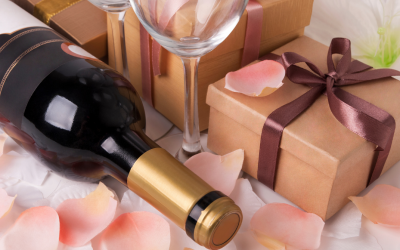 Bouteille de vin et cadeau pour la fête des mères
